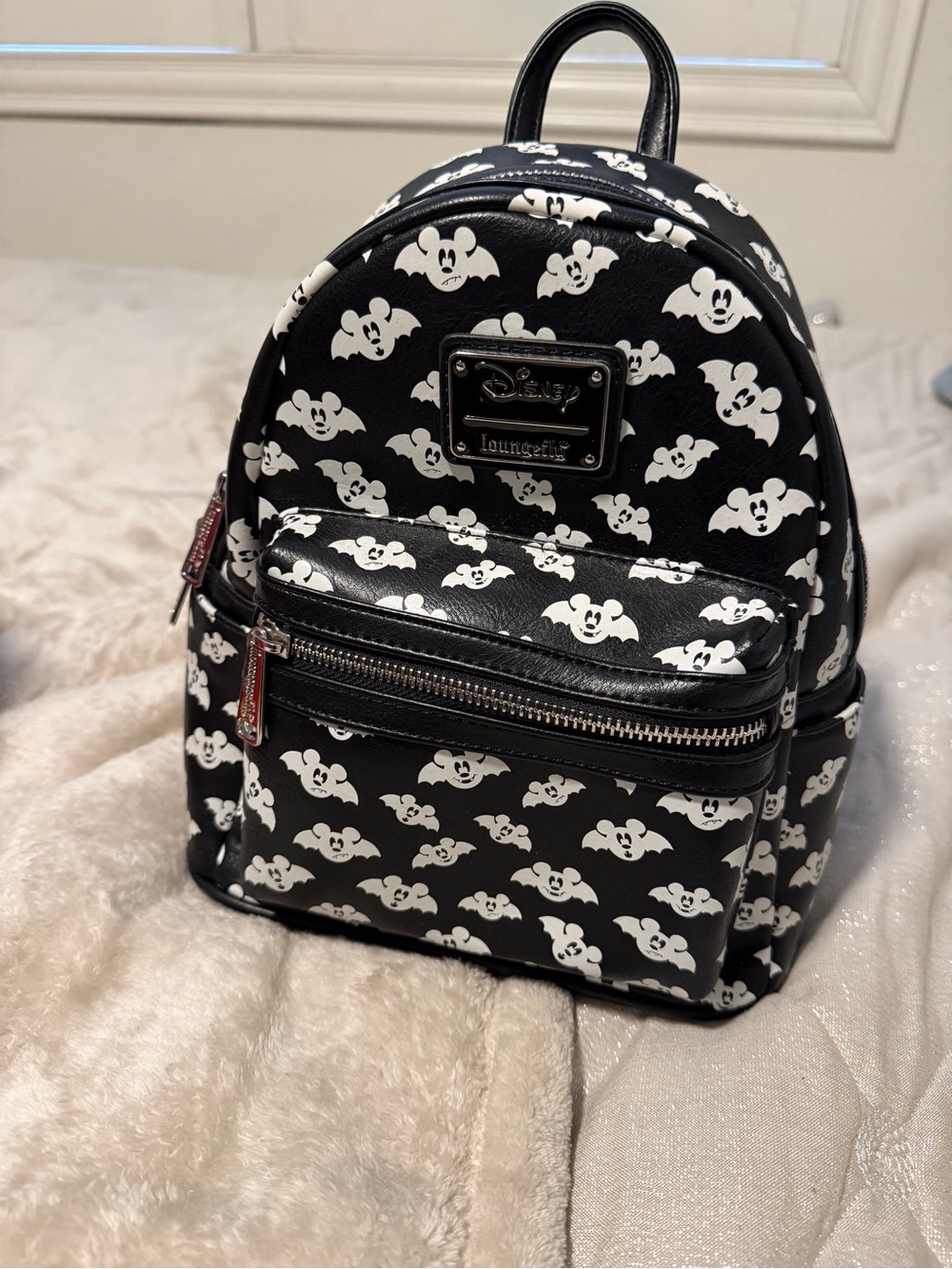 Loungefly Black and White Mickey Bats Mini Backpack